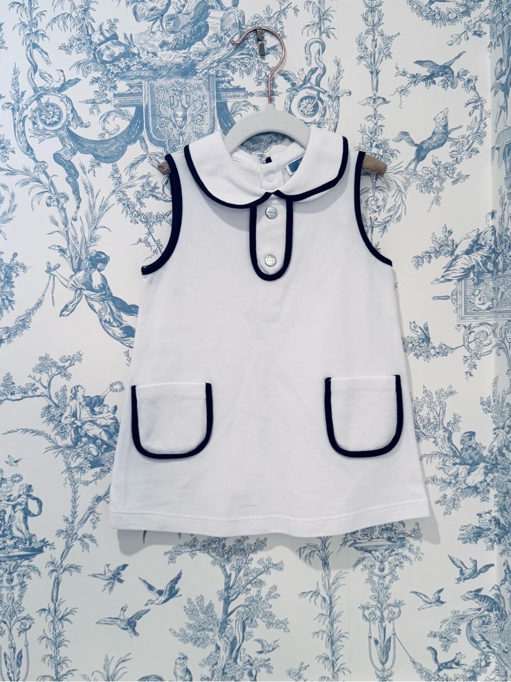 Jacadi Baby Girl Sleeveless Dress Cotton Piqué 18 Months Like New